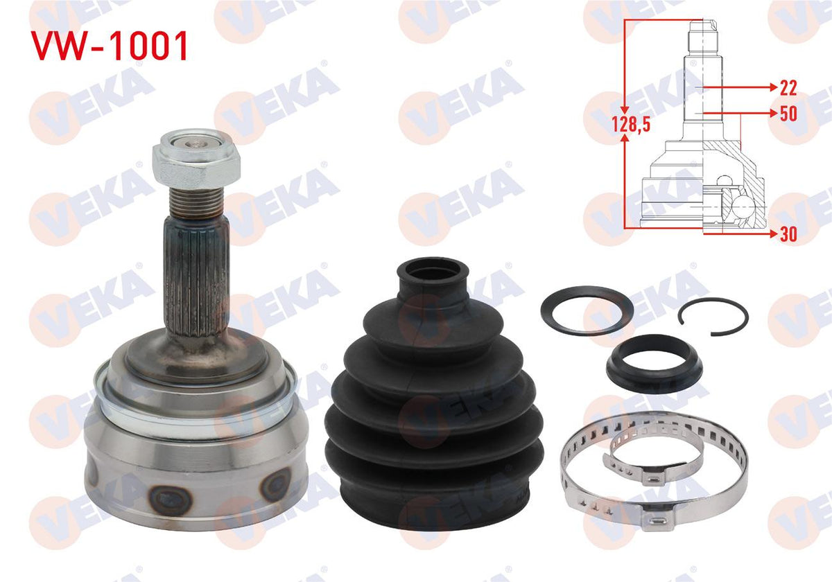 Veka VW-1001 CV Joint Left-Right Front Outer Volkswagen Golf I (17) 1.1 22X30x50 Length 130 mm 197 — Axles, CV Joints & Boots