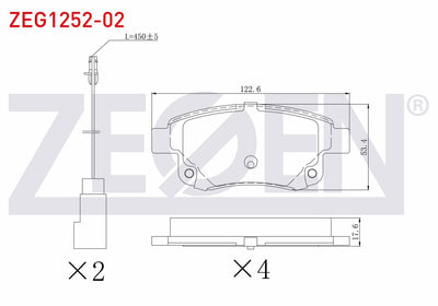 Zegen ZEG1252-02 Brake Pad Rear with Connector Ford Transit (V347) 2.2 TDCi-2.4 TDCi-3.2 TDCi 2006-2014 / Transi — Brake Pads