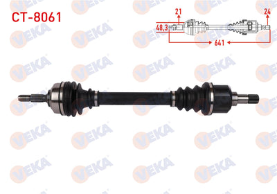 Veka CT-8061 Complete Axle Left Front Length 641mm Citroen C3 III 1.6 Blue HDi 2018-/ C4 Cactus 1. — Axles, CV Joints & Boots
