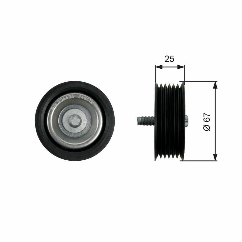 gates t36434 v belt tensioner for mercedes, high-quality replacement part for automotive enthusiasts GATES T36434 V Belt Tensioner - Quality Replacement for Mercedes-Benz Models | 67mm Outer Diameter GATES T36434 | V Belt Tensioner for Mercedes gates, v-belt-tensioner, mercedes-parts, automotive, car-enthusiasts, replacement-part, automotive-technicians, high-quality, engine-parts, ai-generated