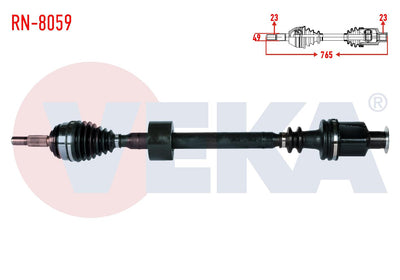 Veka RN-8059 Complete Axle Right Front Dacia Logan (Ls) 1.5 dCi Length 765mm 2004-2012 — Axles, CV Joints & Boots
