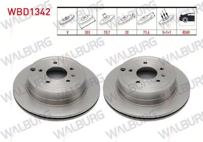 WALBURG WBD1342 Brake Disc Rear Air 5 Bjn 303X20x70,7X71 — Brake Rotors & Drums
