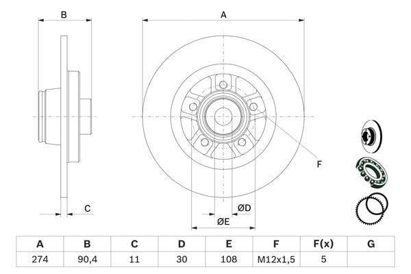 BOSCH Rear Brake Disc Set for Renault Kango 3 1.5 dCi — Brake Rotors & Drums
