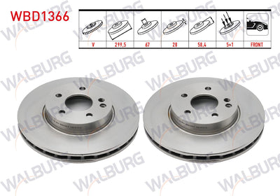 WALBURG WBD1366 Brake Disc Front Air 5 Bjn 299,50X28x67x58 — Brake Rotors & Drums