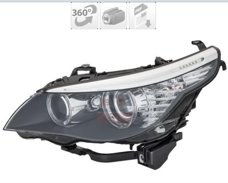 Hella 1EL164907-001 BMW E60/E61 LCI Bi-Xenon Headlight Left 07-10 D1S/H8 — Headlights
