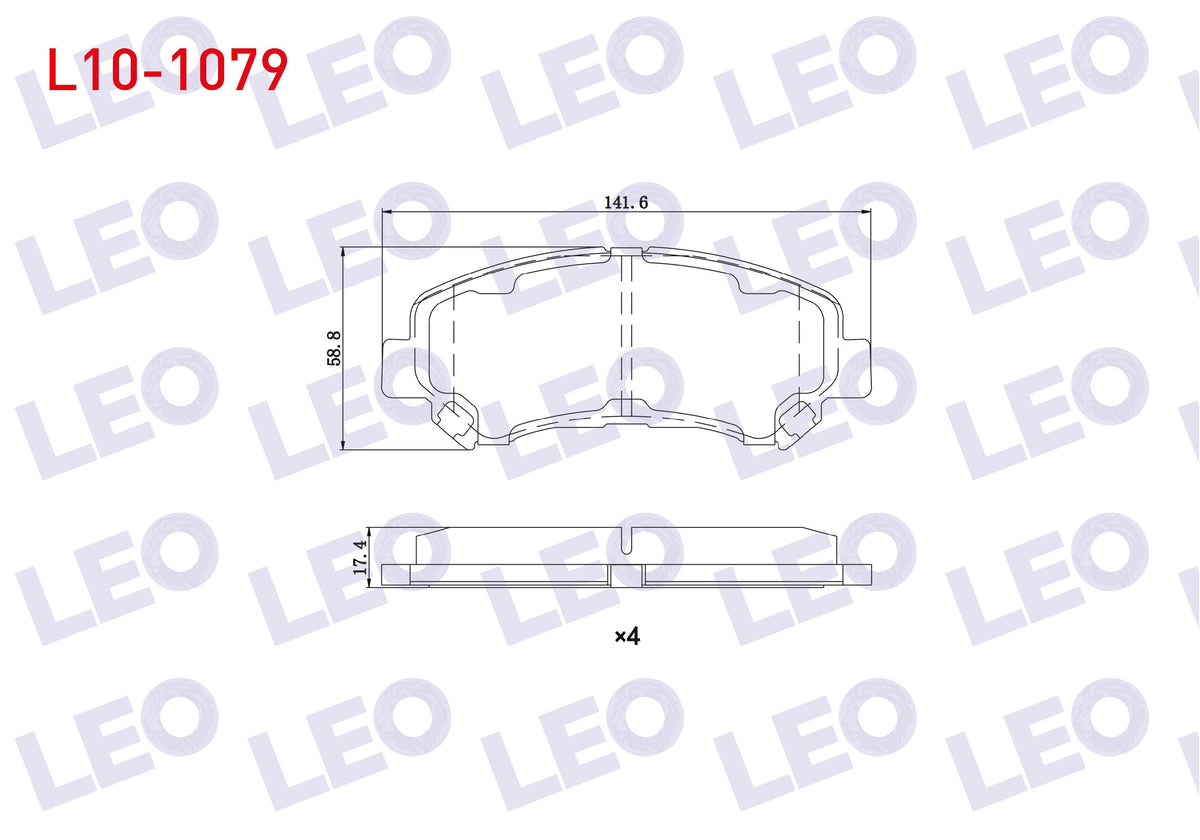 LEO L10-1079 Brake Pad Front Nissan Qashqai (J10) 1.5 dCi 2007-2014 / X-Trail (T31) 2.0 dCi 2007-2013 / X-Trail — Brake Pads