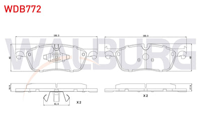 WALBURG WDB772 Brake Pad Front Land Rover Discovery Sport (Lc) 2.0 Td4 2014 — Brake Pads
