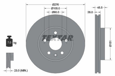 Textar 92198903 Brake Disc Opel Astra J /Cruze /Aveo T300 276mm Front — Brake Rotors & Drums