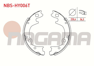 NAGAMA NBS-HY006T Brake Shoe Rear 220,6X56,3mm + 1mm Daha Thick Hyundai H100 Van 2.5 D 2004