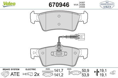 Valeo 670946 Brake Pad Rear 03-Touareg VW Touareg 06-10 — Brake Pads