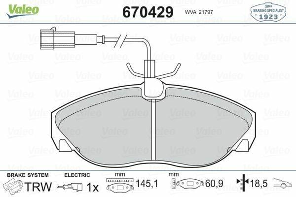VALEO Front Brake Pads 670429 - Boxer, Ducato, Jumper