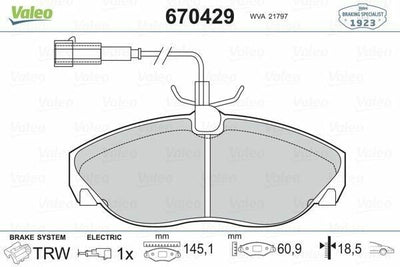 VALEO Front Brake Pads 670429 - Boxer, Ducato, Jumper