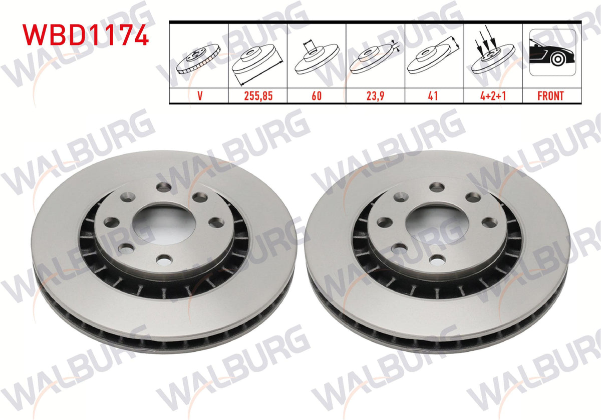 WALBURG WBD1174 Brake Disc Front Air 4 Bjn 255,85X23 — Brake Rotors & Drums