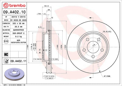 Brembo 09.A402.11 Brake Disc Front Chevrolet 300 UV Coated — Brake Rotors & Drums
