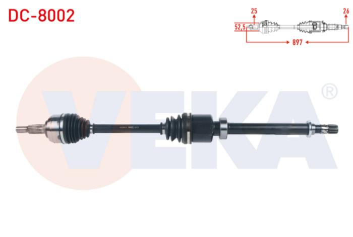 Veka DC-8002 Complete Axle Right Dacia Dokker/Lodgy 1.5 dCi 1.6 Gear 2012- — Axles, CV Joints & Boots
