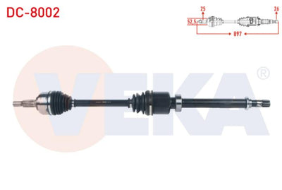 Veka DC-8002 Complete Axle Right Dacia Dokker/Lodgy 1.5 dCi 1.6 Gear 2012- — Axles, CV Joints & Boots