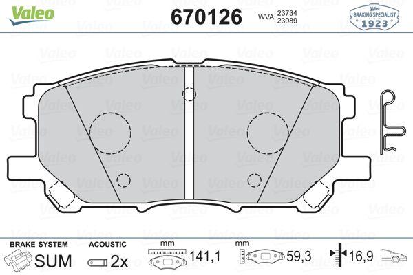 Valeo 670126 Brake Pad Front Lexus RX 300 03-
