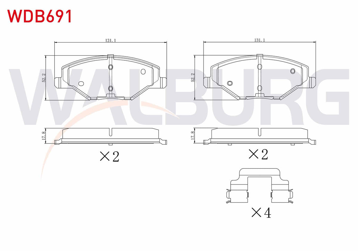 WALBURG WDB691 Brake Pad Front Skoda Fabia II 1.2 2006-2015 / 1.2 TSI 2006-2015 / 1.4 2006-2015 / 1.6 2006-2015 — Brake Pads