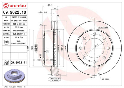 Brembo 09.9022.11 Brake Disc Front UV Coated Chevrolet — Brake Rotors & Drums