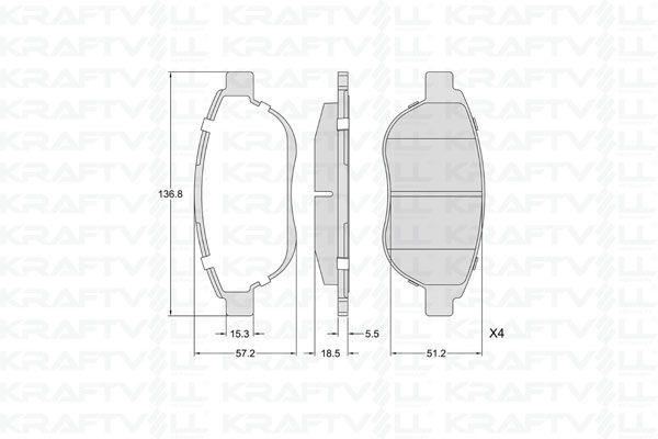 Kraftvoll 07010331 Front Brake Pad Citroen C3 II C4 Xsara Berlingo 00 > Peugeot 1007 207 307 206 00 > Fiat Doblo — Brake Pads