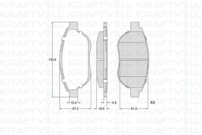 Kraftvoll 07010331 Front Brake Pad Citroen C3 II C4 Xsara Berlingo 00 > Peugeot 1007 207 307 206 00 > Fiat Doblo — Brake Pads