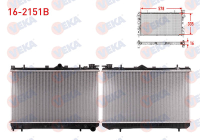 Veka 16-2151B Water Radiator Brazing Hyundai Excel 1.3i M-T Ac + /-1990-1995 — Radiators & Fans
