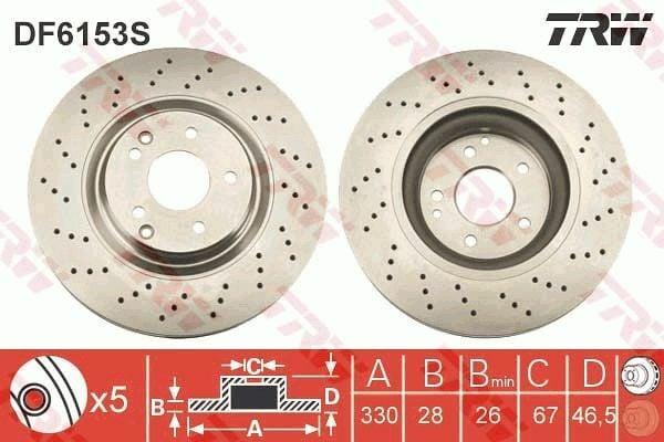 trw df6153s front brake disc for amg w203, high performance trw brake disc TRW DF6153S Front Brake Disc for AMG W203 02-07, S203 02-07, C209 02-09, R171 04-11 | 13 Tooth TRW DF6153S - Front Brake Disc for AMG W203 & More trw, brake-disc, car-owners, mechanics, automotive-parts, ventilated-disc, drilled-brake-disc, high-performance-brakes, amg-compatibility, ai-generated
