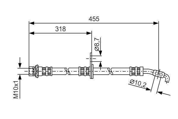 BOSCH Front Brake Hose - Right/Left for Toyota Corolla AE100/101/111 (1992-2001) — Brake Hydraulics