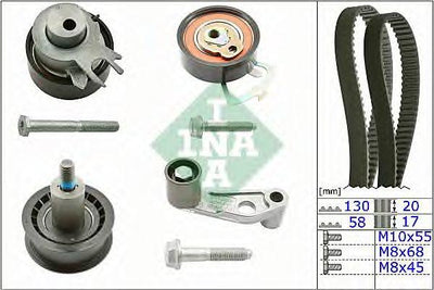 INA 530008910 Seat Ibiza 2010-2014 1.4 16V Gasoline Timing Belt Kit — Belts
