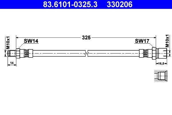 ATE 83.6101-0325.3 Audi Brake Hose — Brake Hydraulics