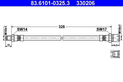 ATE 83.6101-0325.3 Audi Brake Hose — Brake Hydraulics