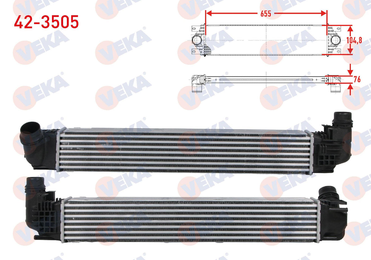 Veka 42-3505 Turbo Radiator (Intercooler) Dacia Duster 1.5 dCi (K9k 892-894-896-898) 2012 — Radiators & Fans