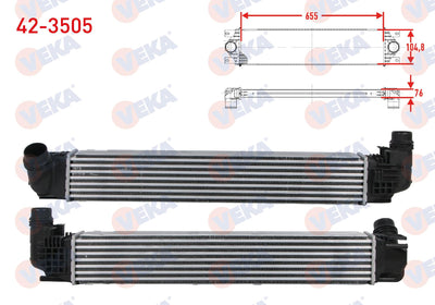 Veka 42-3505 Turbo Radiator (Intercooler) Dacia Duster 1.5 dCi (K9k 892-894-896-898) 2012 — Radiators & Fans