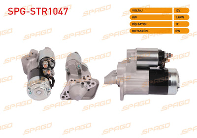 SPAGO SPG-STR1047 Starter Motor 12V 1.4Kw 12 Outer Cw (Str6080) Clio II III IV-Megane II III-Kangoo (1. — Starting & Charging