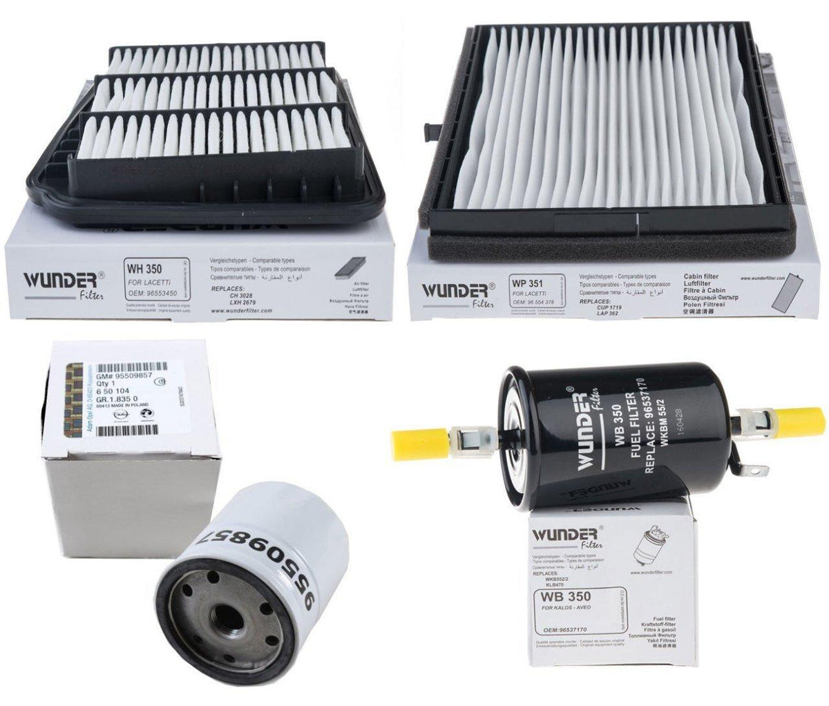 Wunder Chevrolet Lacetti Maintenance Filter Set - 1.4/1.6 Models — Maintenance & Service Kits