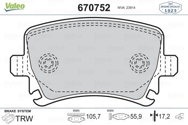 Valeo 9005000 Fte Rear Brake Pad-Kablosuz-(VW Caddy 04-11 Golf 04-14 Audi A3 04-13 Seat Leon 06-13 — Brake Pads