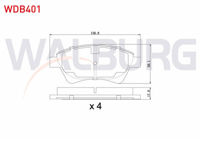 WALBURG WDB401 Brake Pad Front Renault Megane II (Bm0 / 1 — Brake Pads