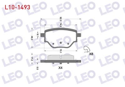 LEO L10-1493 Brake Pad Rear Peugeot 208 II-2008 II 1.2 Puretech-1.5 BlueHDi 2019-/ Opel Corsa F 1.2-1.5 D 2019 — Brake Pads