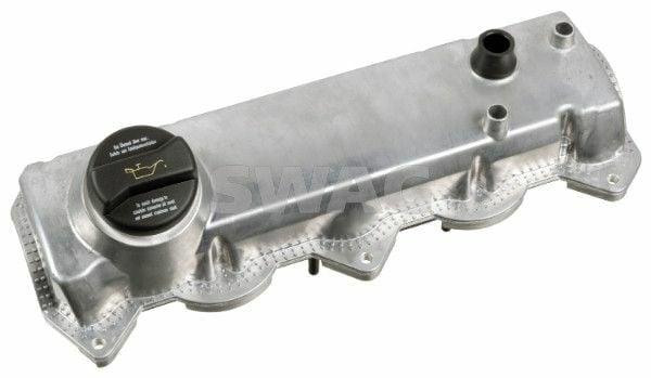 swag camshaft cover for bora caddy golf IV, swag camshaft cover in black and silver, swag camshaft cover installation guide SWAG Camshaft Cover - Bora Caddy Golf IV Polo A3 Cordoba Ibiza Leon Toledo Fabia Octavia 99-10 1.9 TDI | Aluminum & Plastic SWAG Camshaft Cover for Bora Caddy Golf IV | High Quality swag, camshaft-cover, car-parts, automotive-replacement, engine-parts, mechanics, car-owners, 1-9-tdi, automotive, ai-generated