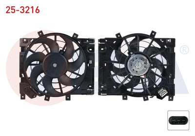 Veka 25-3216 Fan Motor A/C Condenser (Itmelı) with Shroud Single Fan Opel Astra H 1.3 CDTi (Z13dth — Condensers & Evaporators