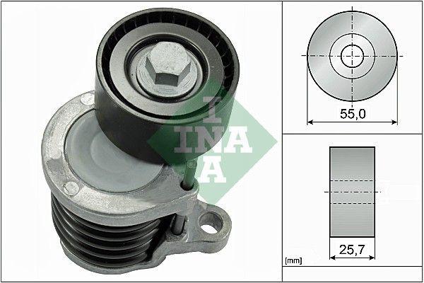 ina-belt-tensioner-front-view, ina-belt-tensioner-side-view, ina-belt-tensioner-top-view INA 534059110 Belt Tensioner - Compatible with X253, W205, S205, C253, R172 | 55 mm Diameter, 25.8 mm Width INA Belt Tensioner - Compatible with Various Models ina-belt-tensioner, automotive-parts, car-maintenance, mechanics-tools, vehicle-accessories, engine-tensioner, durable, quality, replacement-parts, ai-generated