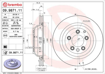 Brembo 09.9871.11 Brake Disc Rear (VW Touareg 03-10 Audi Q7 06-15 Porsche Cayenne 03-10) — Brake Rotors & Drums