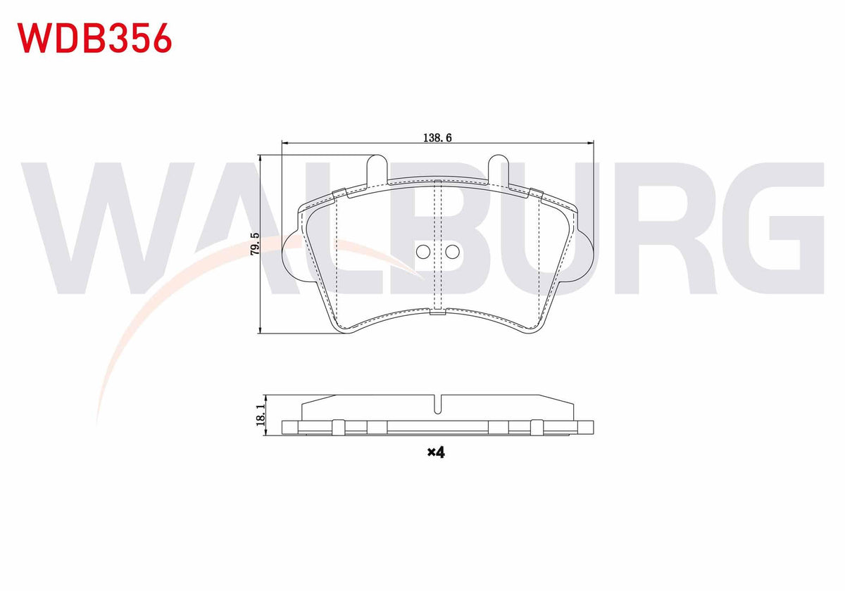 WALBURG WDB356 Brake Pad Front Renault Master II (Fd) 2.5 dCi 1998-2010 / Master II (Fd) 1.9 dCi 1998-2010 / Mas — Brake Pads