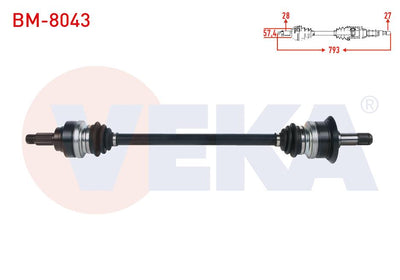 Veka BM-8043 Complete Axle Right Rear Length 793mm BMW 116i-118i (F20 — Axles, CV Joints & Boots