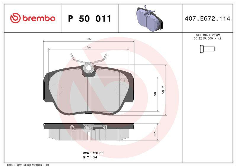 Brembo P50011 Brake Pad Front Mercedes W201 / BMW E30 82-93 — Brake Pads