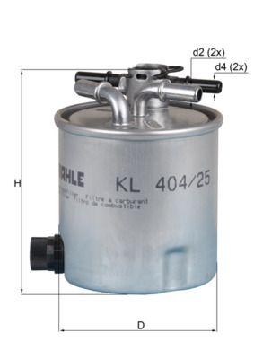 Mahle KL404-25 Diesel Filter Dacia Logan/Sandero/Logan MCV 1.5 dCi K9K, with Sensor — Fuel Delivery