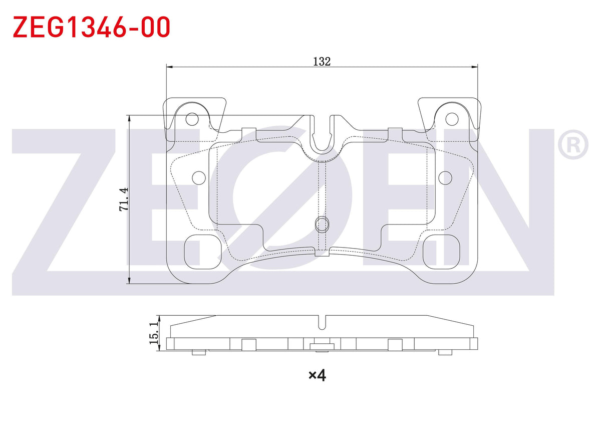 Zegen ZEG1346-00 Brake Pad Rear Porsche Cayenne (955) S4.8i 2002-2010 / Cayenne (955) S4.5i V8 2002-2010 — Brake Pads