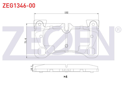Zegen ZEG1346-00 Brake Pad Rear Porsche Cayenne (955) S4.8i 2002-2010 / Cayenne (955) S4.5i V8 2002-2010 — Brake Pads