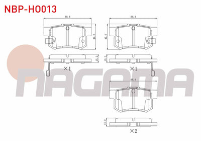 NAGAMA NBP-HO013 Brake Pad Rear with Wear Indicator Civic VIII 1.6 Vtec 2005-2012 / Accord V 2.2i Es 1993-1997 / 1.6i 16V 1993-1997 / Accord VI 1.6i 1997-2003 / 2.0i Ls 1997-2003 / S2000 2.0 V-Tec 1999