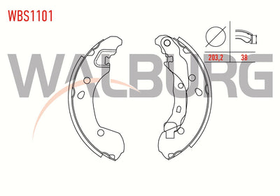WALBURG WBS1101 Brake Shoe Rear Renault Clio III 1.5 dCi with Lever 203 — Brake Cables & Hardware